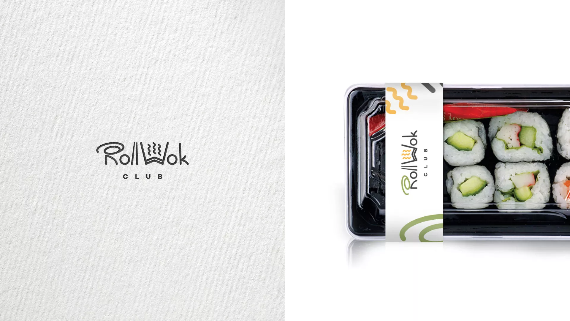 Разработка наклеек для суши-бара «Roll Wok Club» в Липках