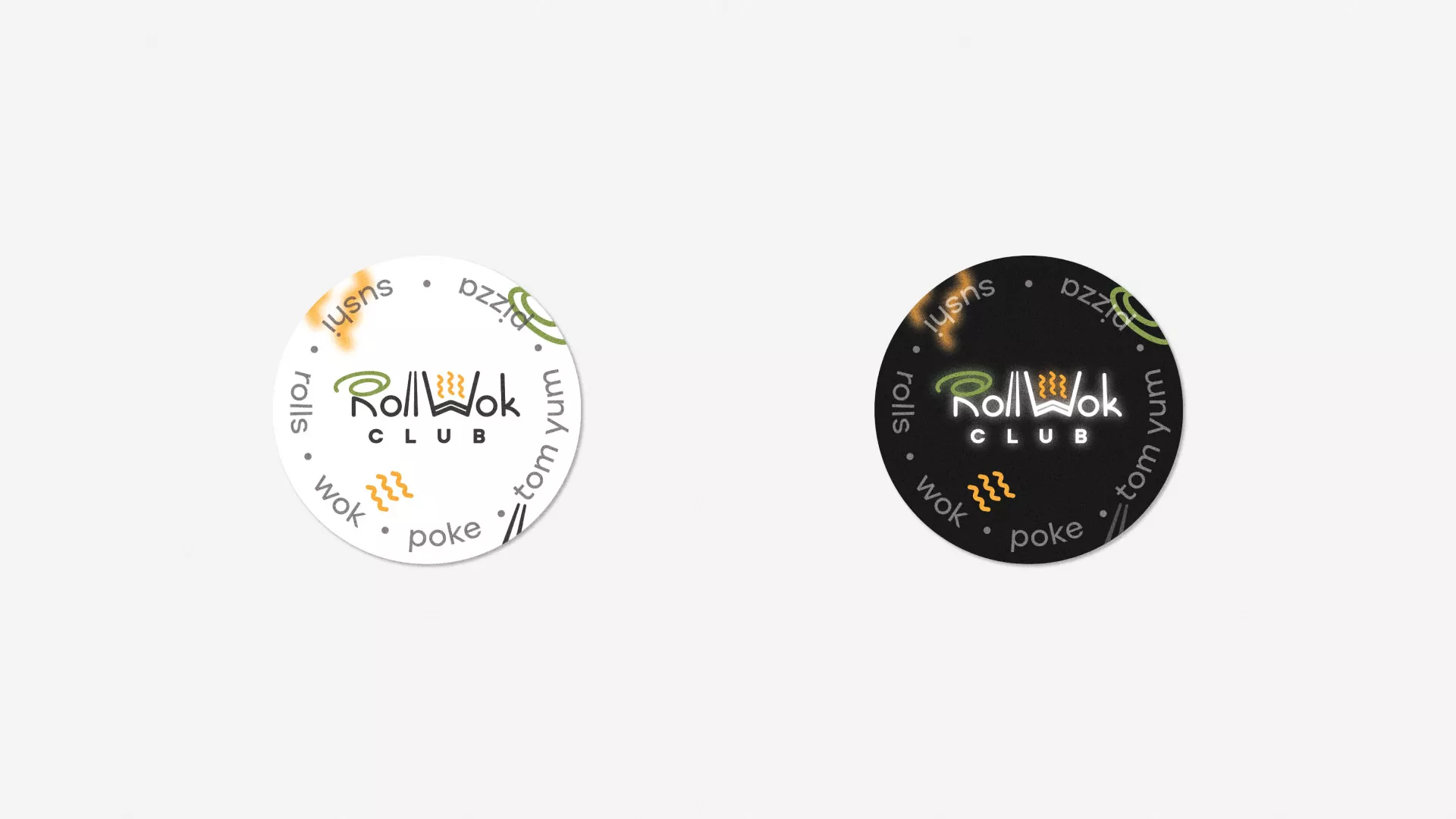 Разработка наклеек для суши-бара «Roll Wok Club» в Липках